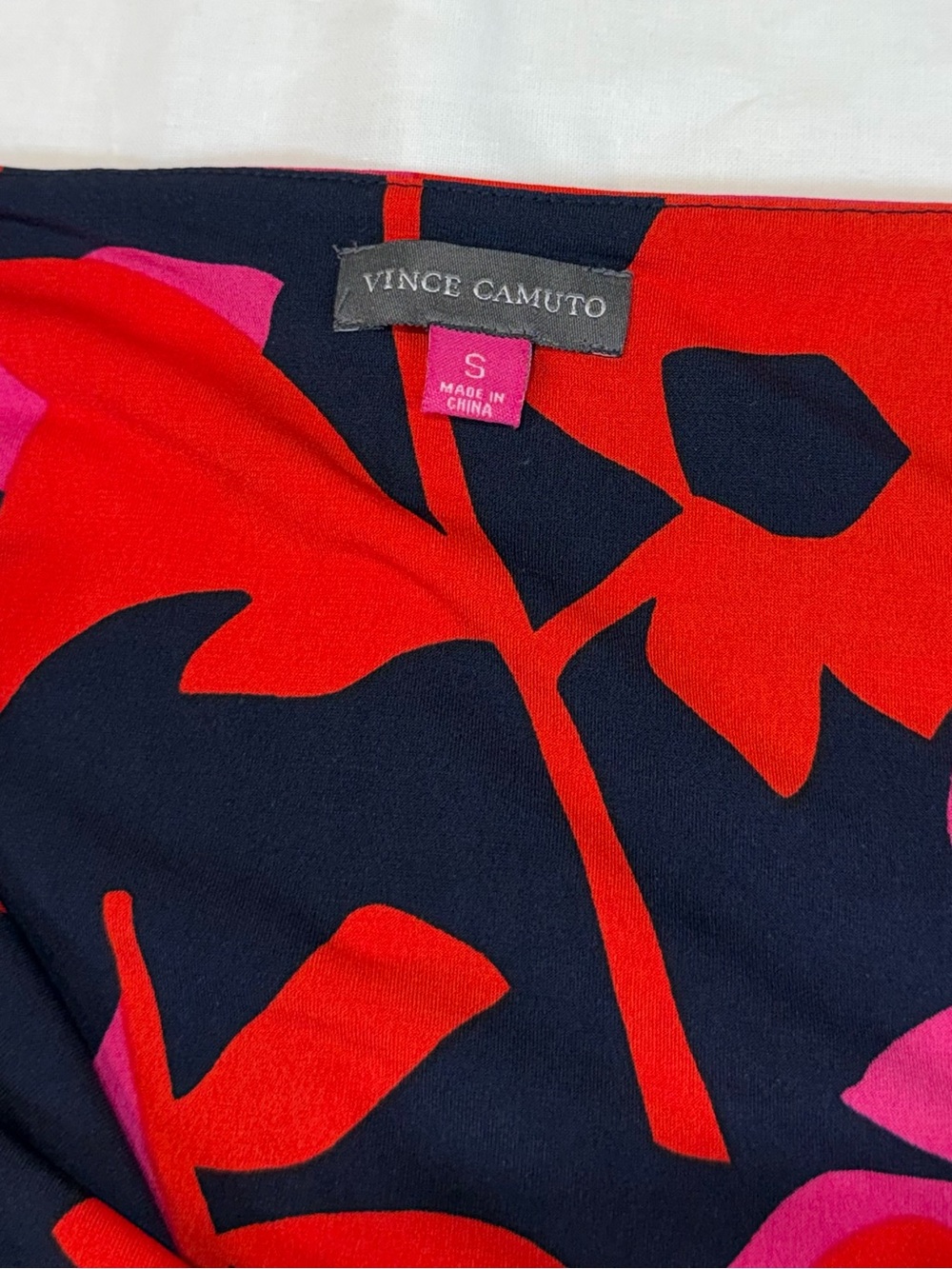 Vince Camuto Sleeveless Floral A-Line Dress in Black, Red & Pink - Picture 3 of 7